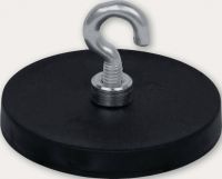 Neodymmagnet D.43mm gummierter Magnet,m.Hak.D.6,4mm 5St./Karton EICHNER